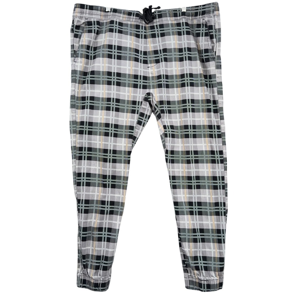 Fresh Prints of Bel-Air Joggers Mens 4XL Cotton Spandex Plaid Gray